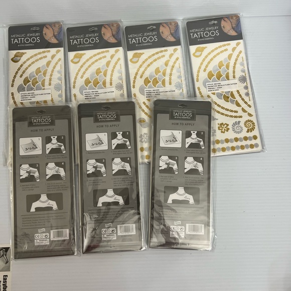 7 JEWELRY FLASH METALLIC TATTOO Temporary Henna Waterproof Transfer Gold/ Silver - Picture 2 of 6